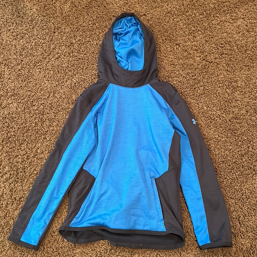 Gray and blue under armor hoodie